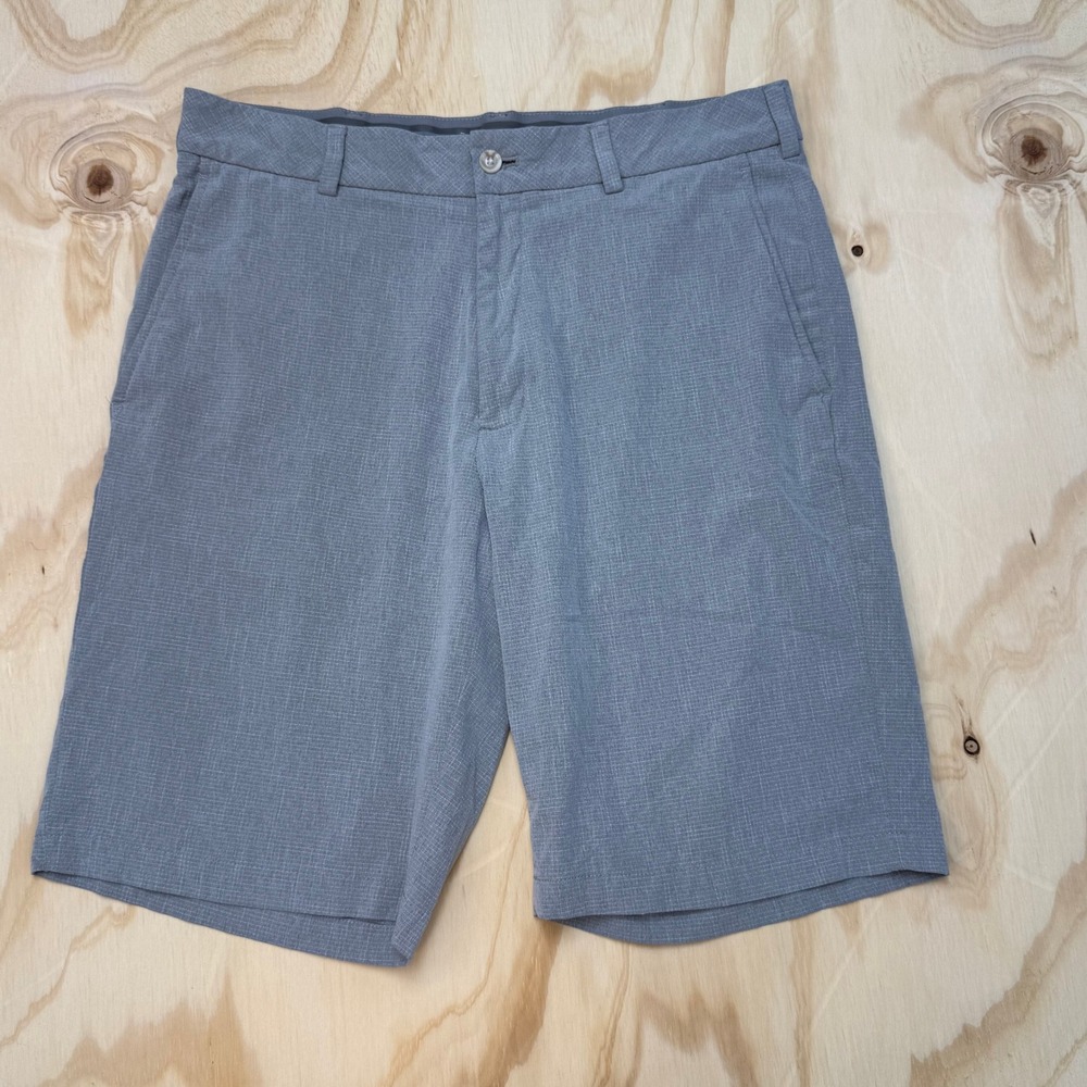 Walter Hagen 11 Majors Mens Grey Crosshatch Golf Shorts 34 Stretch Flat Front
